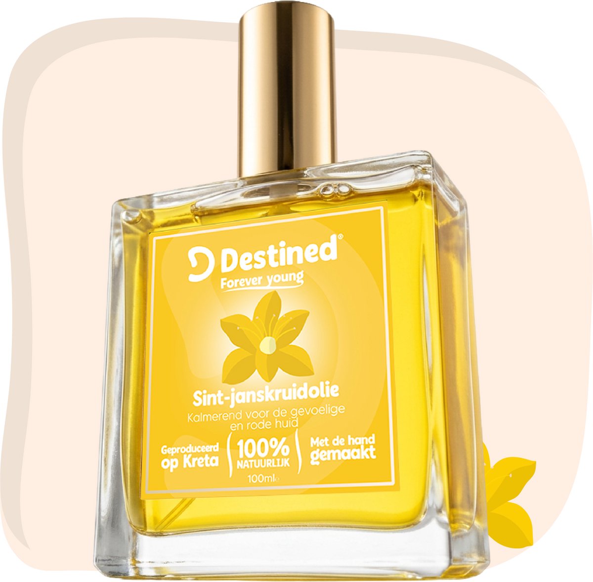Destined® Sint-Janskruid olie - 100ml - St. John's Wort oil - Voor Rode Huid & Vermoeide Spieren - Verzacht & Ontspant - LET OP: Niet In De Zon - 100% Natuurlijk & Handgemaakt in Griekenland - Huidolie/Massage olie