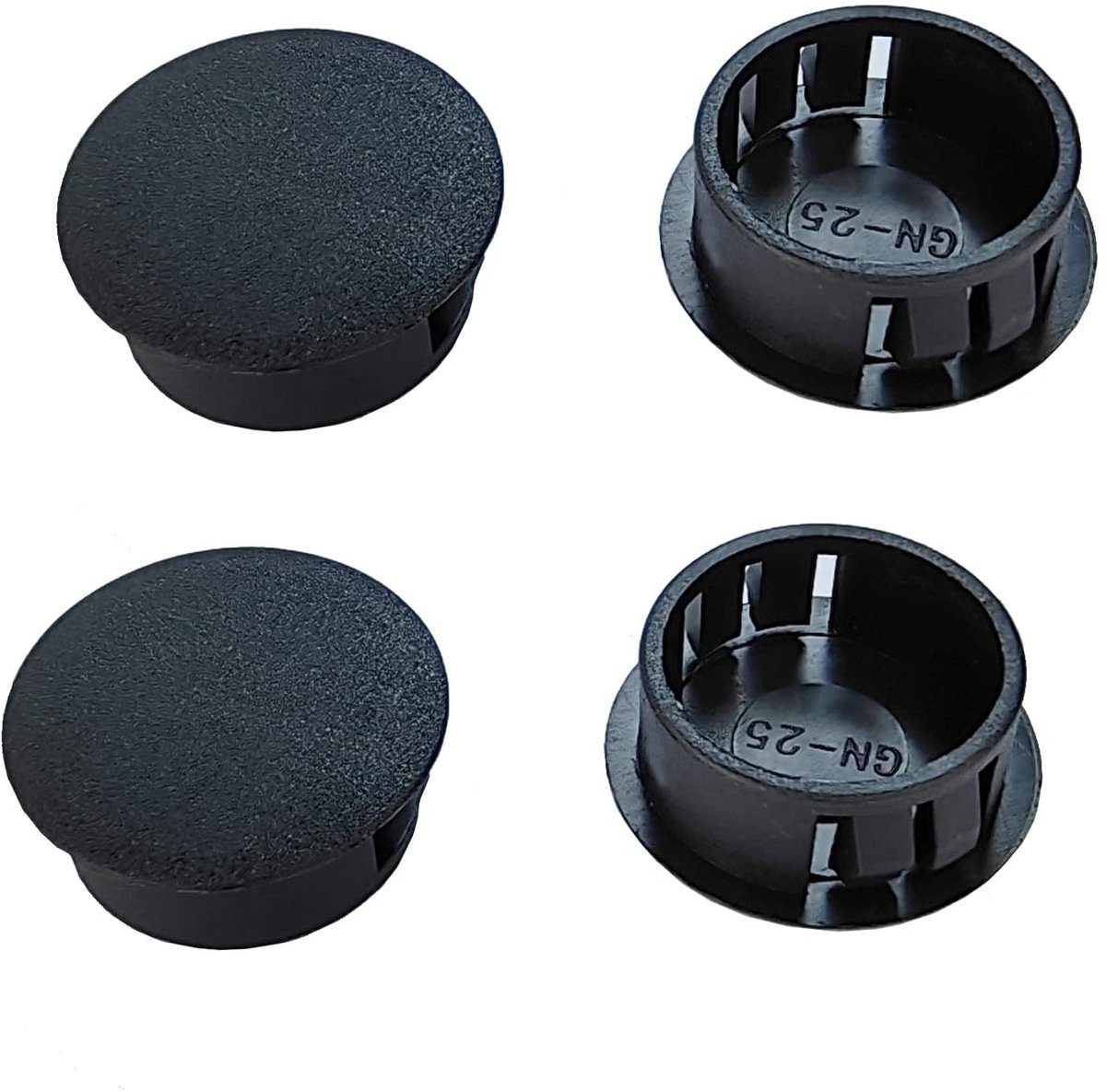 Dailygoods - Innovra - Ronde Plastic Gatpluggen voor Kastmeubels, Zwart, 5 Stuks