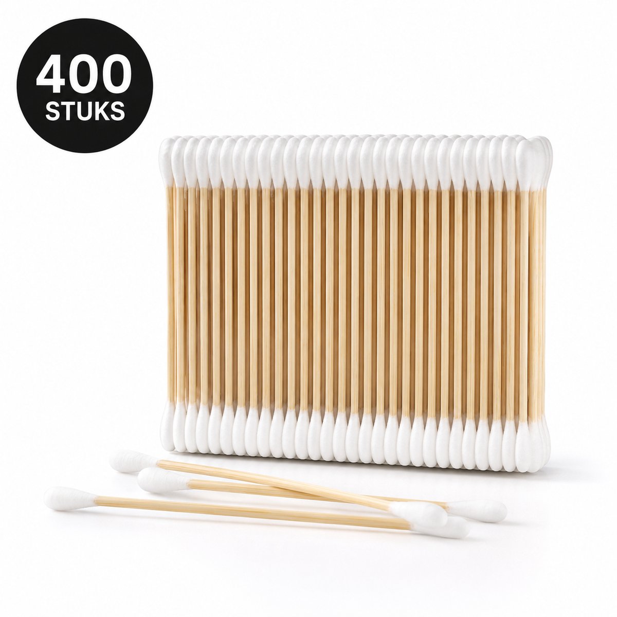 Bamboe Wattenstaafjes 400 Stuks – Duurzaam & Milieuvriendelijk – Ideaal voor Make-up & Gezichtsverzorging – Oorstaafjes van Bamboe & Katoen