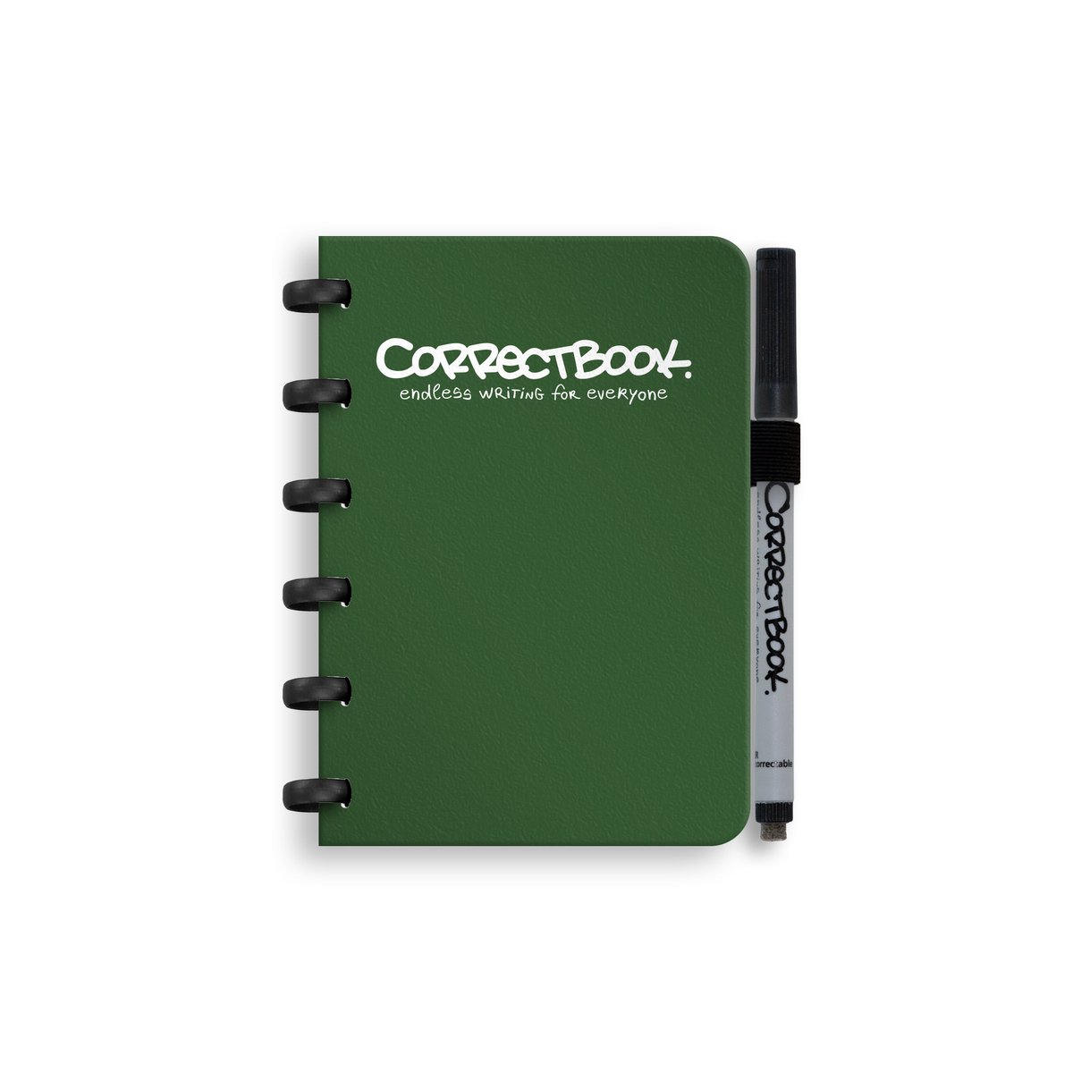 Correctbook a6 uitwisbaar notitieboek - forest green - gelinieerd - herbruikbaar schrift - inclusief pen & wisdoekje - aanvulbaar met extra pagina's