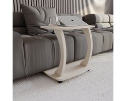 Sugodesign Arasta Bijzettafel met Wielen – Laptoptafel voor Bank – Kleine Woonkamertafel – Salontafel in Stijlvolle Zandbeigelook
