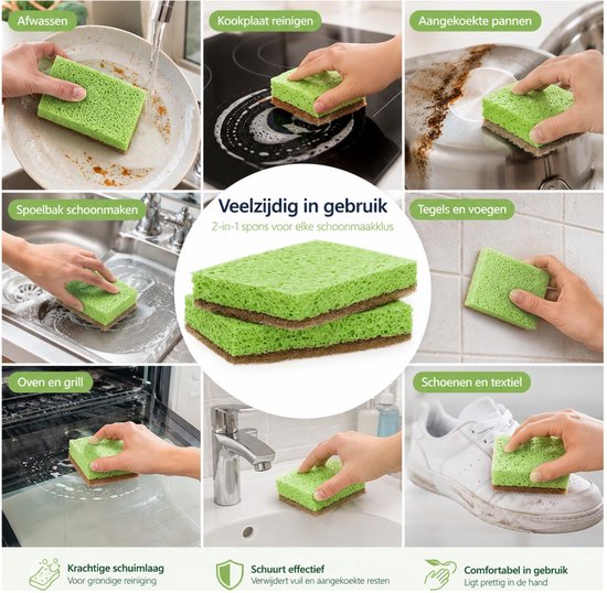 Sorbo ECO schuursponzen - 6x - 10 x 7 x 2 cm - voor delicate oppervlaktes - Schoonmaken/afwassen