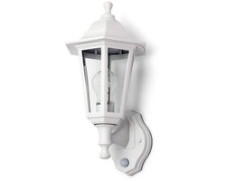 Kwazar Luminaire buitenwandlamp met bewegingsmelder E27 IP44 wit - Weerbestendige wandverlichting ERANO.B