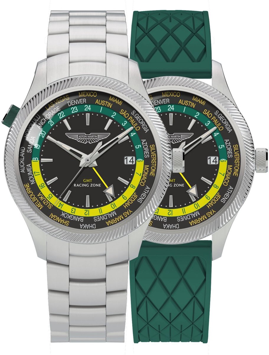Aston Martin Grz Mechanisch Automatisch Horloge Zilverkleurig En Groen Boîtier : 100% Acier Inoxydable | Armband: 100% Silicone 41 mm MTIZ1F5033E