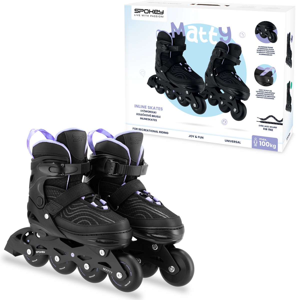 Spokey MATTY Inline skates – 39-42 Zwart