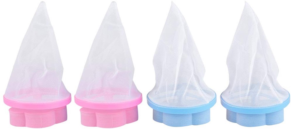 Livia home - drijvende waslint - herbruikbare wasmachine pluizenvanger - blauw en roze - haarverwijderaar - filterzak - geschikt voor wasserij - 4 stu