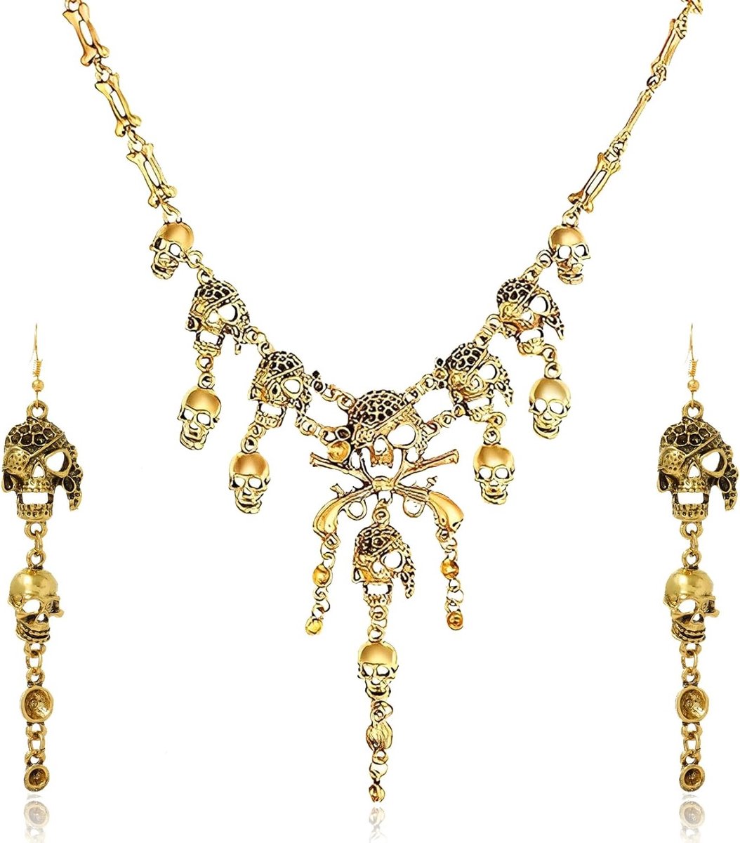 Piratenketting met Skulls en Tassels voor Vrouwen, Perfect voor Horror Punk Kostuums en Feestaccessoires