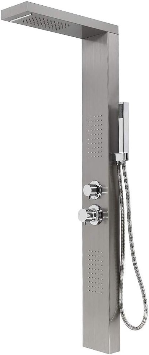 Aura® Douchepaneel met Thermostaatkraan - Douchekolom - Douchepaneel Hoekmontage - Zilver - 47cm x 15cm x 130cm