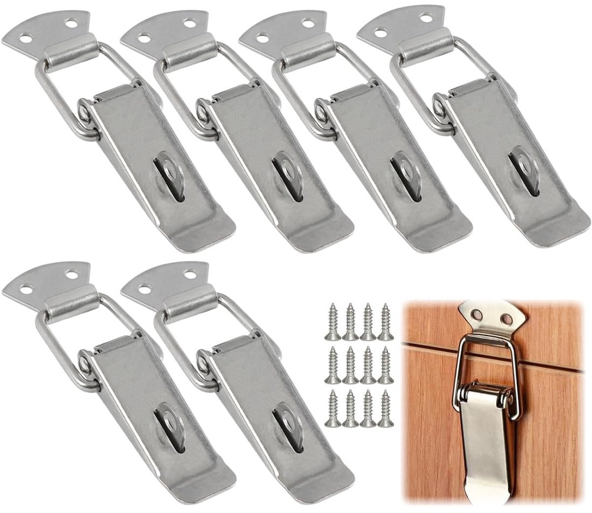 Dailygoods - Spansloten - Hefboomsluiting - Roestvrij staal - 6 stuks - Kastsluiting - Voor gereedschapskisten - 56 mm