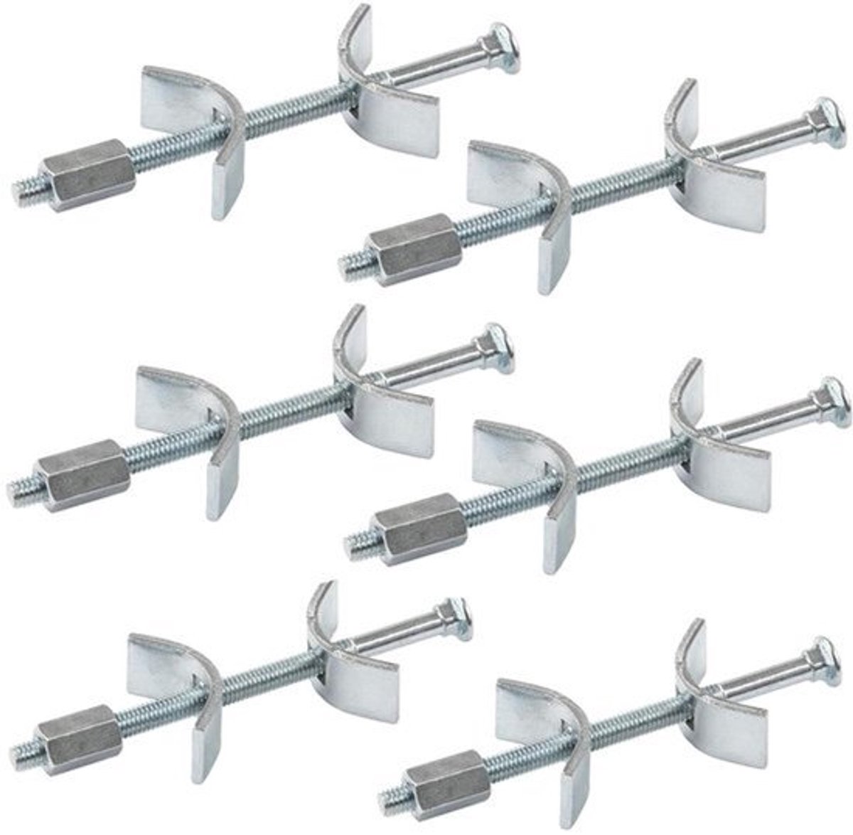 6 stuks 150 mm meubelverbinderschroeven voor werkbladverbindingen - zilver