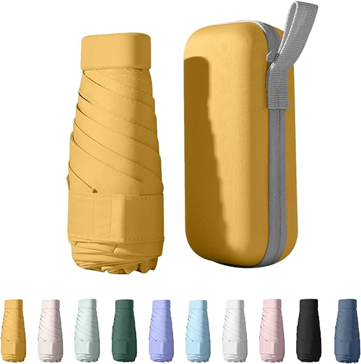 Zakparaplu - 6 Ribs - Mini Paraplu - Reisparaplu Klein - Compacte Paraplu - Opvouwbaar - Windbestendig - Lichtgewicht - UV-Bescherming - Amarillo - van Imperatoris