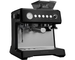 Klarstein GrandPresso espressomachine met ingebouwde molen – 20 bar, 1350 W, geïntegreerde precisiemolen, stoommondstuk, 2,3 liter waterreservoir, zwart, kopjeswarmer
