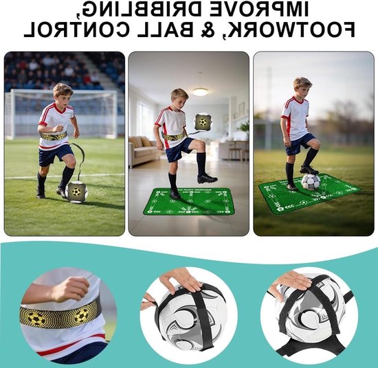Voetbal Trainingsmat - Voetbal Oefenmat - Balcontrole Verbeteren - Compleet Trainingspakket - 90 x 60 cm - Groen — afbeelding 3