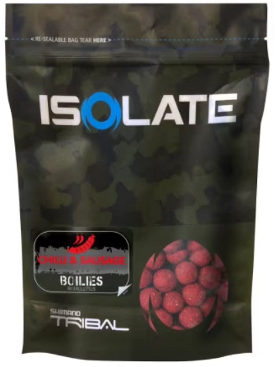 Shimano Isolate Boilies Chilli Sausage 3kg – Pittige Vleesboilies voor Karper - Maat : 18mm
