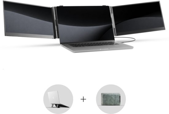 Blerron Flex Pro 14″ Portable Monitor Duo, 1 Kabel USB-C, Lichtgewicht 1 kg, FHD 1920×1080, IPS Scherm