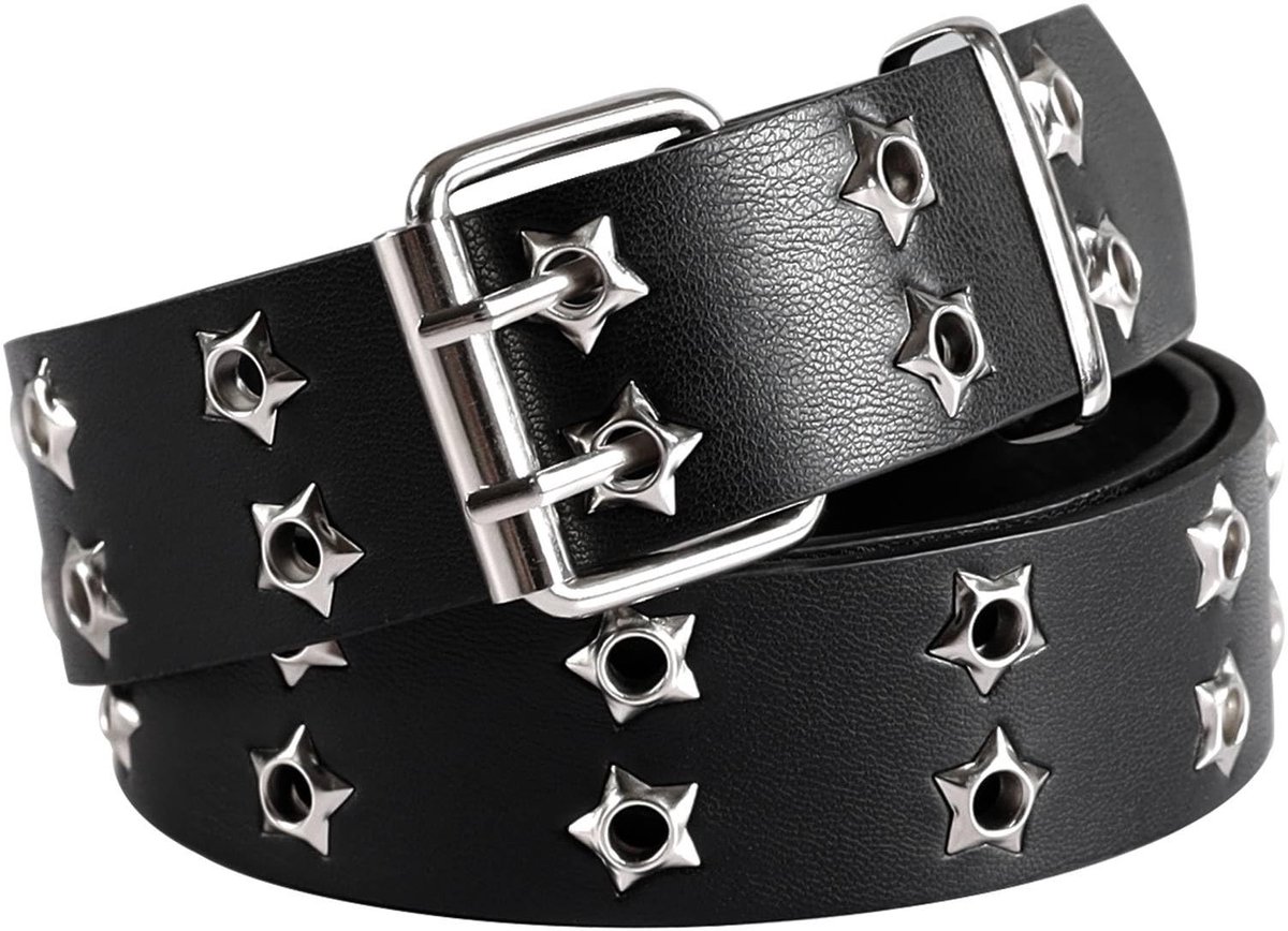 Vlemico - Punk leren riem - Vintage accessoires - Perfect voor hipsters - Uniseks - Cyberpunk stijl - Duurzaam en trendy - Geschikt voor elke outfit