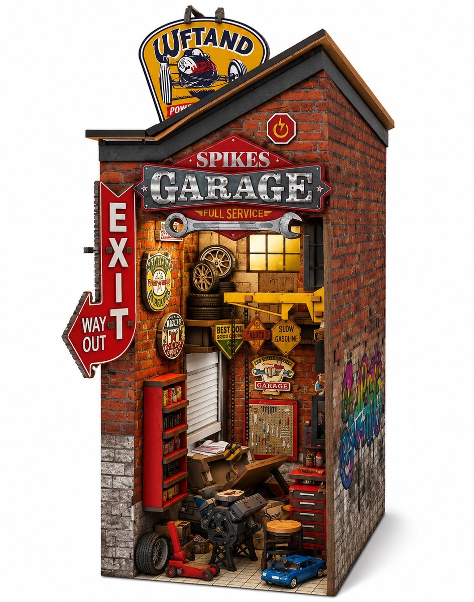 Beehub Booknook Garage met verlichting Houten Modelbouw Creatief & Educatief