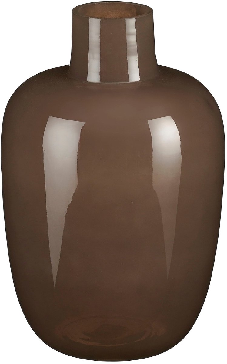 Mica Decorations Macon Vaas Rond Glas Donkerbruin Sfeervol