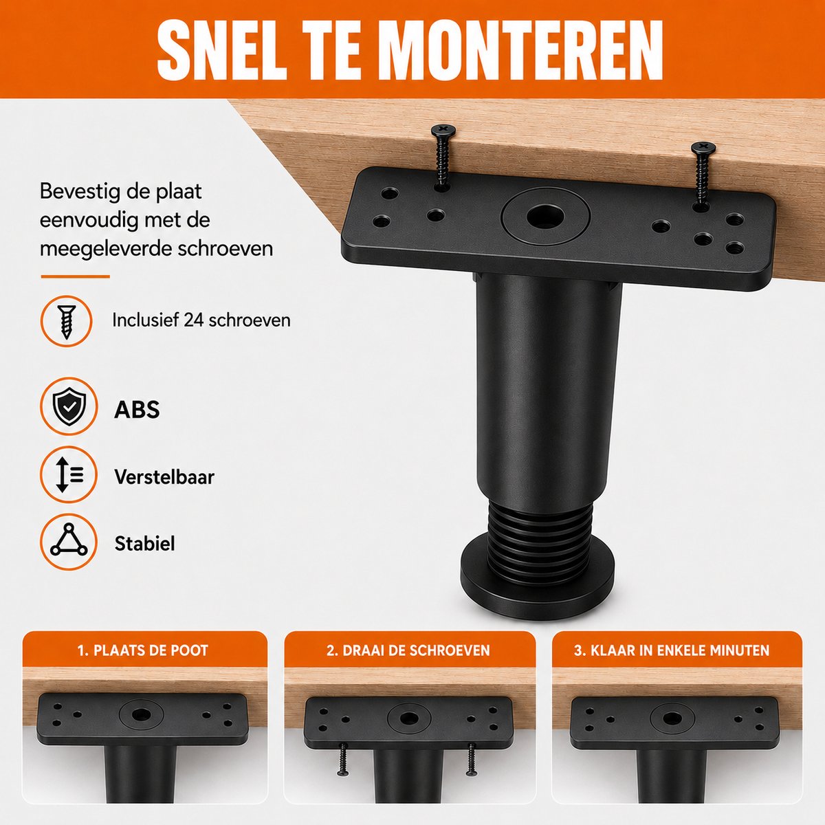 Consumerce Consumerce 15-25cm Verstelbare Meubelpoten - afbeelding 2