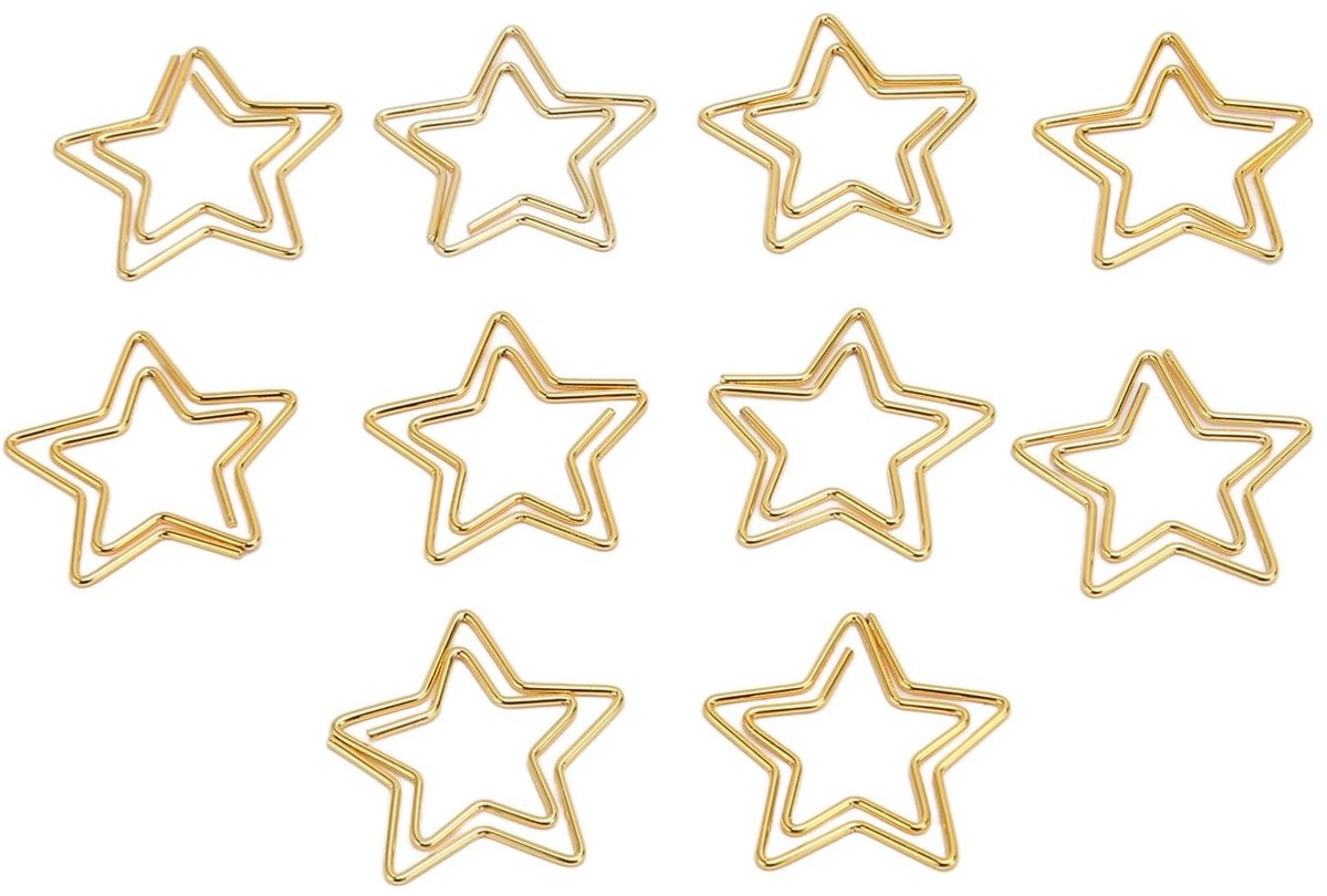 Dailygoods- Bureauclips 100 stuks - Stervormig - Antislip - Documentorganizer - Decoratief - Geschikt voor kantoor/school - Paperclips
