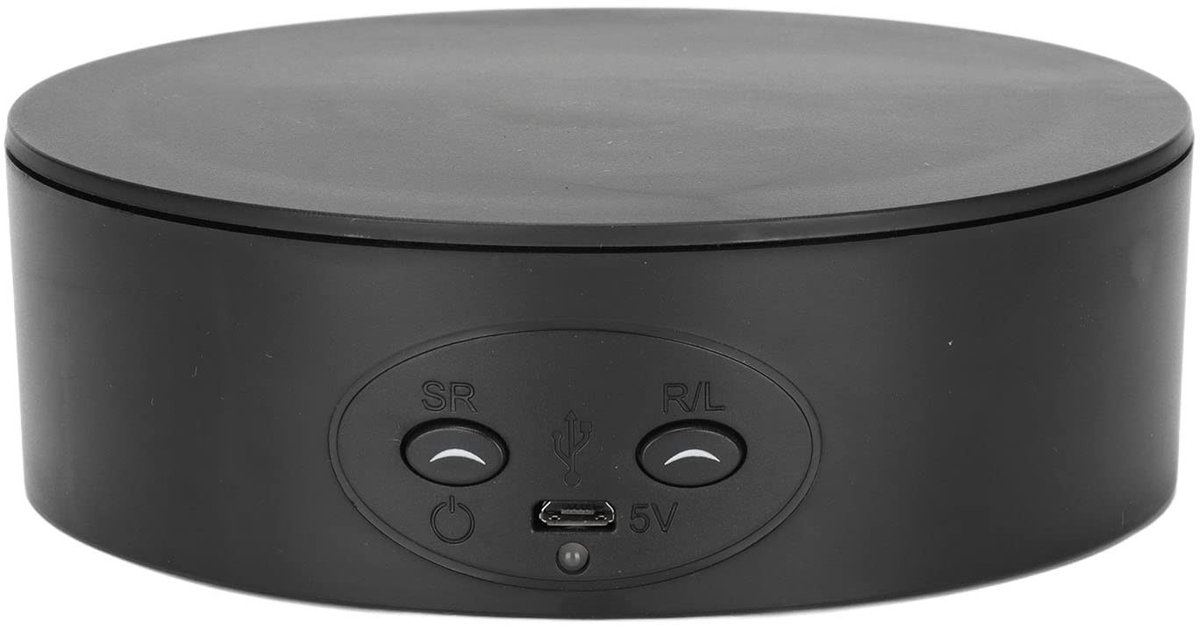 Zeynomax - 360 ° Elektrische Draaitafel - Roterende Displaystandaard - USB Aangedreven - Zwart - 2 Snelheden - Geschikt voor Productpresentaties
