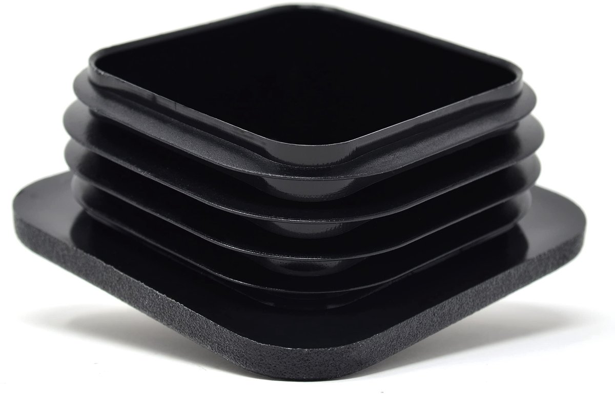 Dailygoods - vierkante buisstoppen - lamellenstoppen - eenvoudig te monteren - zwart - buisafwerking - 4 stuks - geschikt voor bureau en meubels