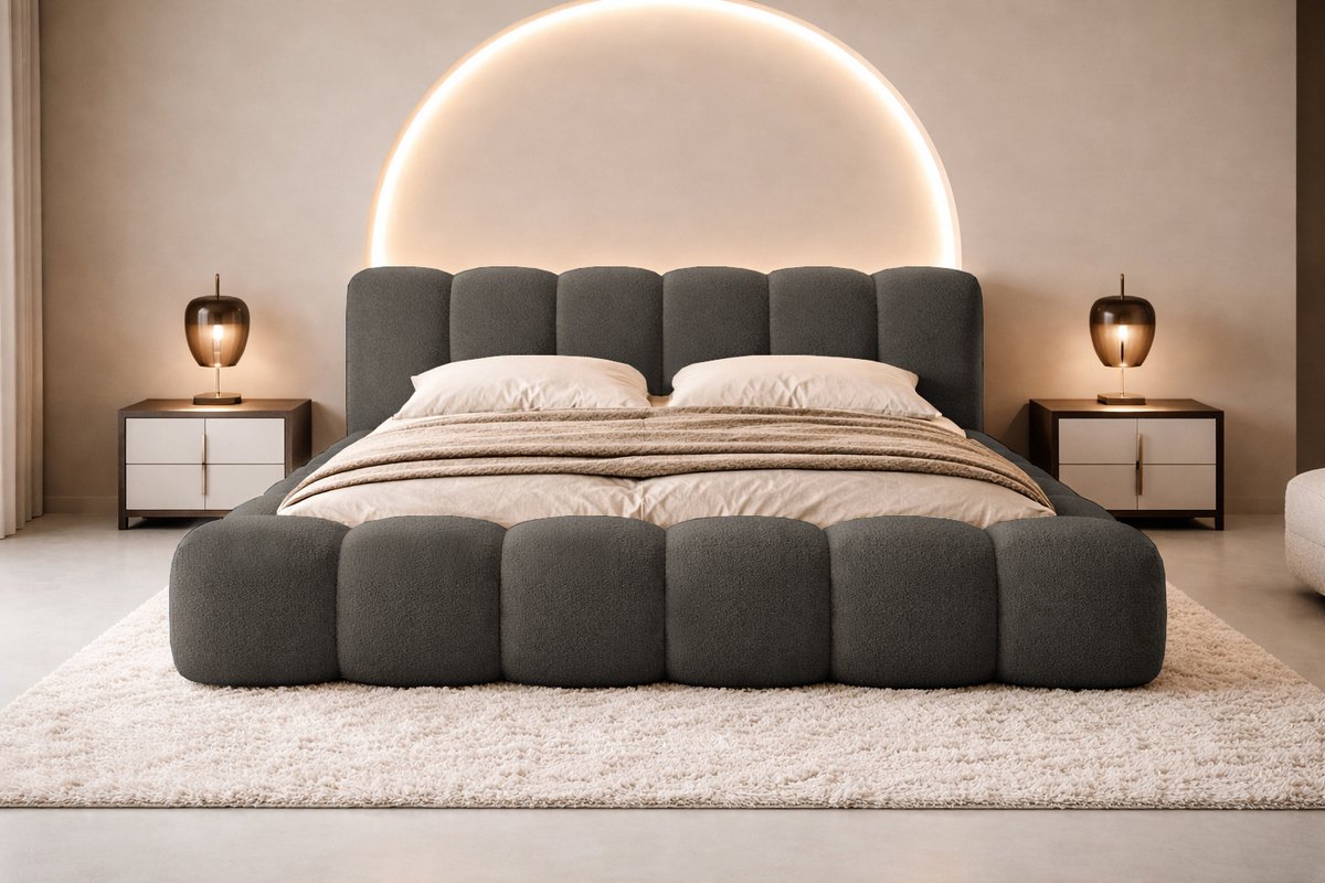 Compleo24-Gestoffeerd bed met opbergruimte- HERME-200x200-Grafiet