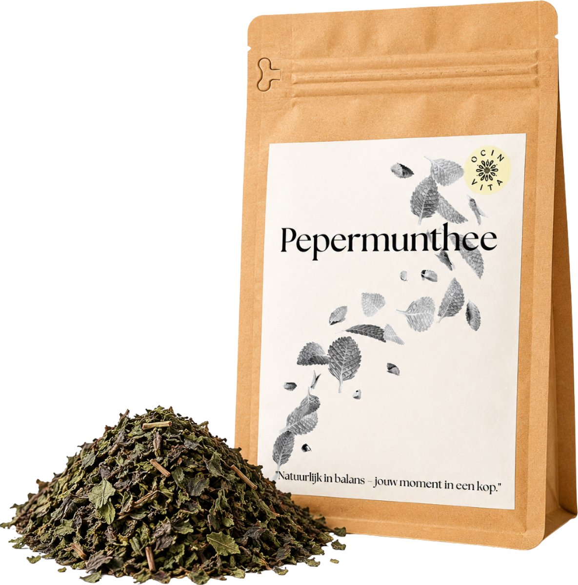 Pepermunt Thee Losse Thee 100g – 100% Pure Gesneden Pepermunt – Cafeïnevrije Kruidenthee – Frisse Mentholsmaak – Natuurlijk & Aromatisch – Ocin Vita