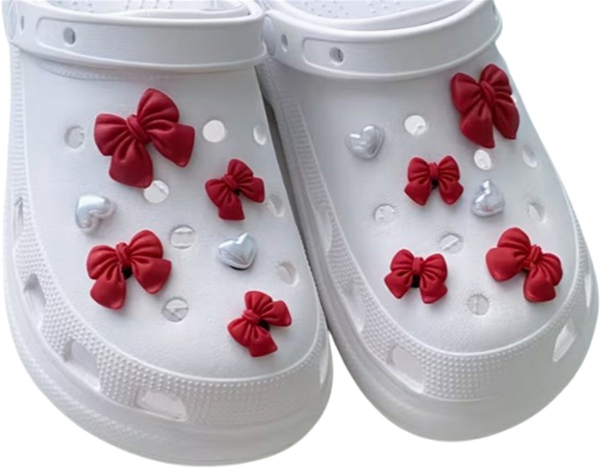 Schoen pins strikken harten - schoenbedels strik - schoenbedels hart - pins - ook geschikt voor crocs