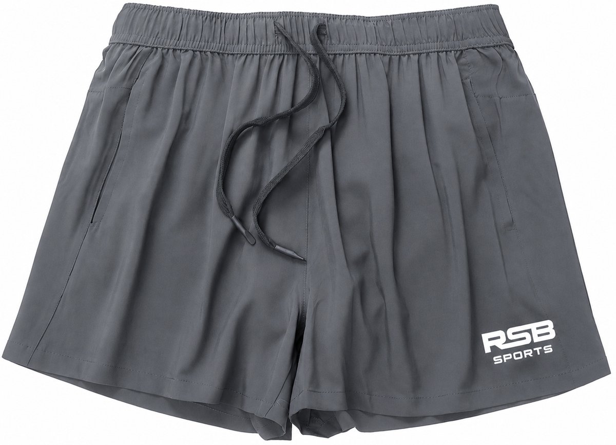 RSB Sports Short Sportbroek Heren – Korte Joggingbroek – Grijs – Ademend & Comfortabel – Perfect voor Sport & Training - L