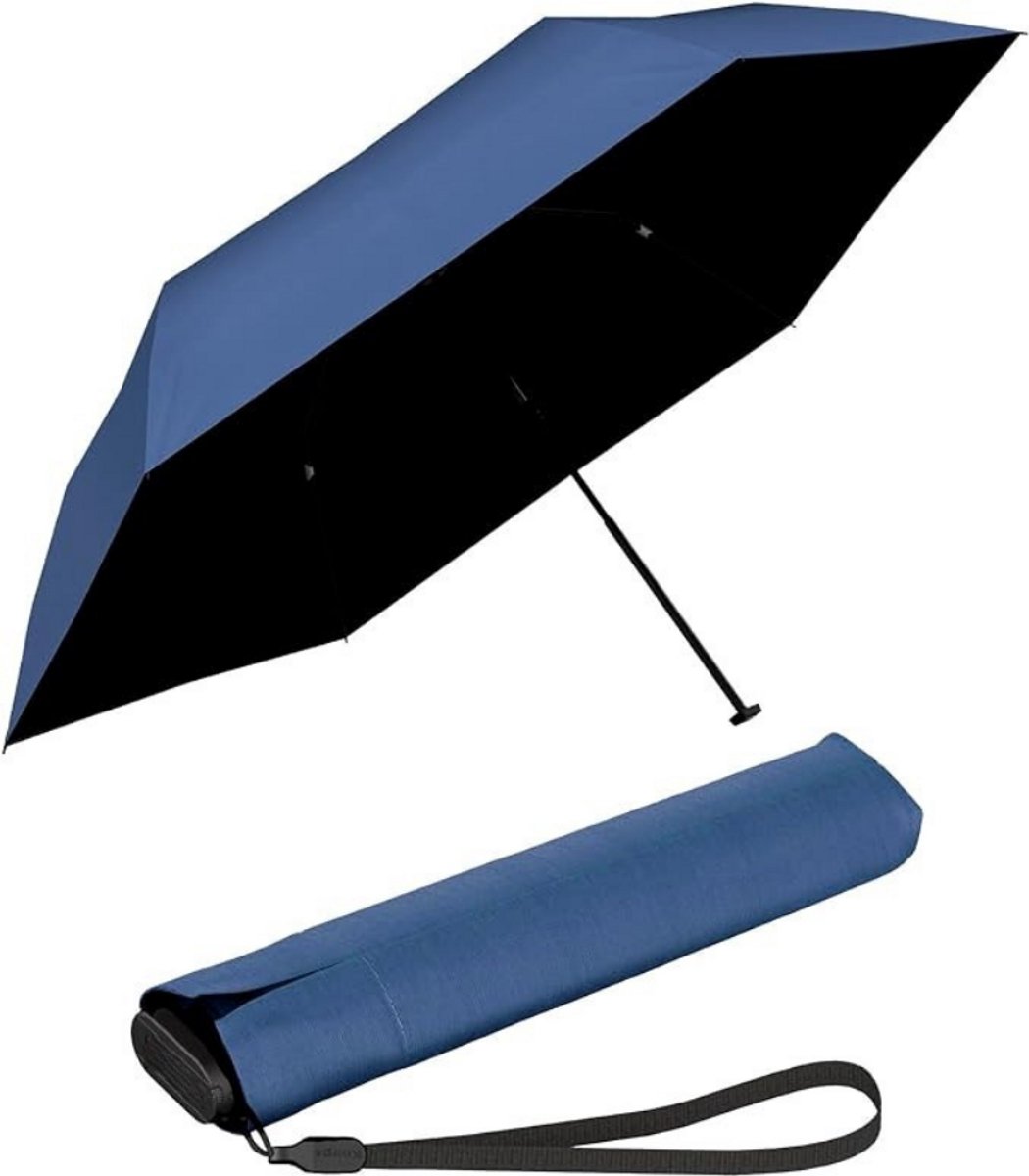 Zakparaplu - 90 cm - 6 Ribs - Mini Paraplu - Reisparaplu Klein - Compacte Paraplu - Opvouwbaar - Windbestendig - Lichtgewicht - UV-Bescherming - Blauw met Zwarte Coating - van Imperatoris