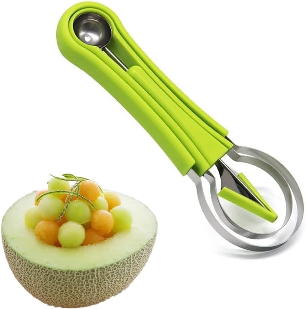 4-in-1 RVS Meloenlepel Set voor het Snijden van Fruitzaadjes, Vruchtvlees en Groenten