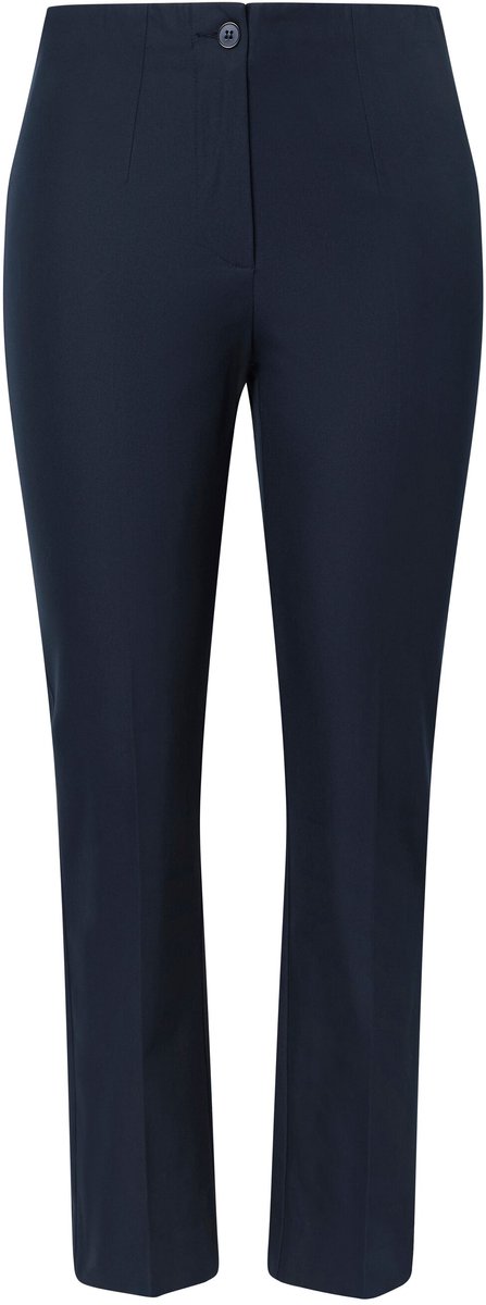 Ulla Popken - Dames - Broek rechte pijpen elastische tailleband stretch - Donkermarine - Maat 52