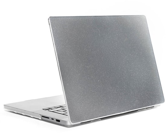 Housse d'ordinateur portable transparente à paillettes sur un MacBook argenté