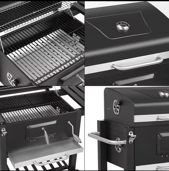 Houtskoolgrill met opvouwbare bijzettafel - BBQ-grill - buitenpicknicks - achtertuingrillen van Merkloos — afbeelding 4