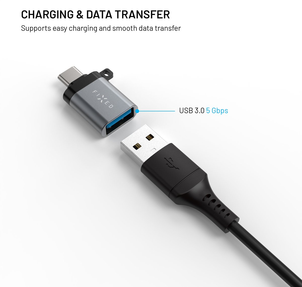 FIXED FIXA-UC-GR tussenstuk voor kabels USB-C USB-A Grijs