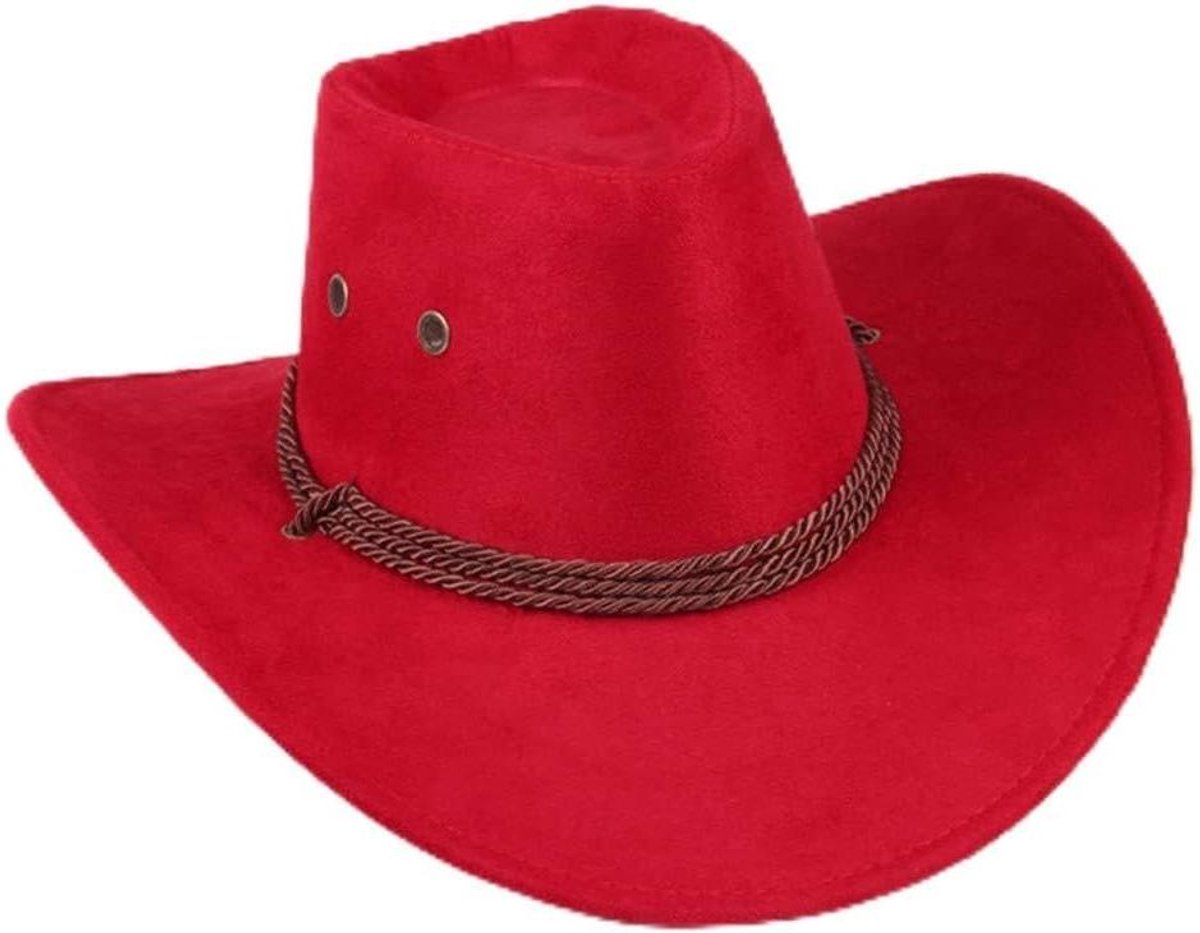 Western Hoed - Cowboy Hoed - Zon Bescherming - Brede Rand - One Size - Zwart