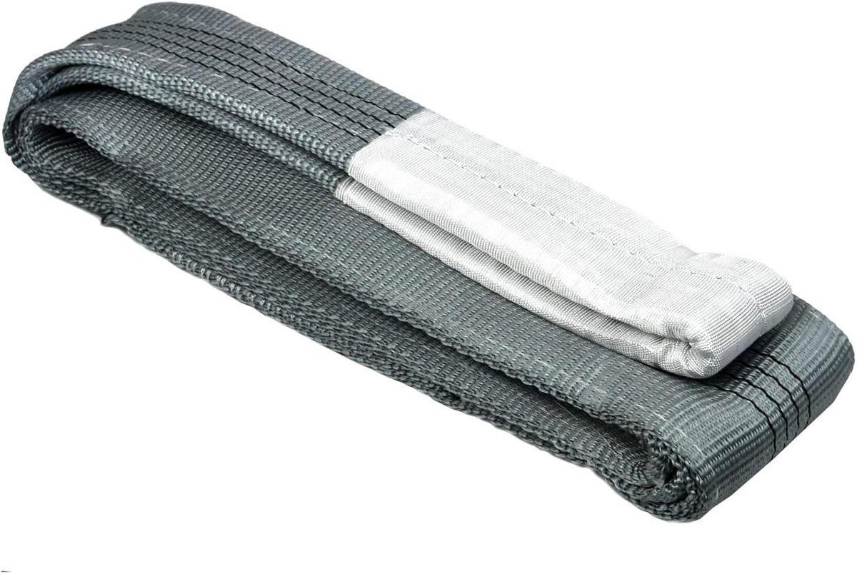Hefband met lussen - Hijstouw Polyester - Lasten verplaatsen - Slijtagebescherming - 5 meter 4000 kg - Grijs
