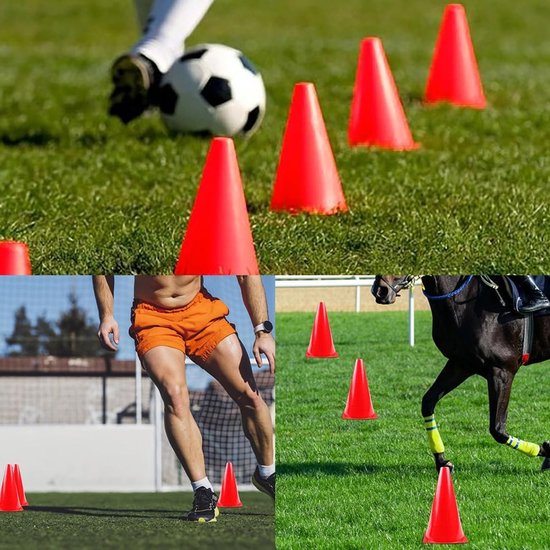 Set van 12 Grote Markeringsconen voor Kinderen - Ideaal voor Voetbaltraining, Paardrijden en Hondentraining - Stevige Rode Pylonen van 19 cm van Merkloos — afbeelding 5
