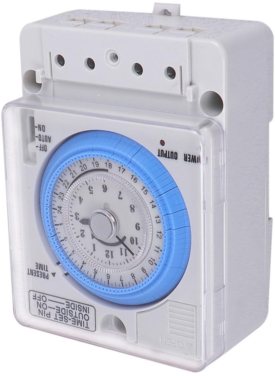Jhubersproducts - Mechanische tijdschakelaar - 12 volt timer - Betrouwbaar en gebruiksvriendelijk - Wit - Keukentimer - Ideaal voor industrie en thuis
