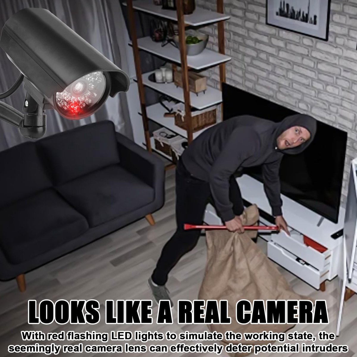 Jhubersproducts - Dummy Camera - Nepveiligheidscamera - Afschrikmiddel voor inbrekers - Zwart - Bewakingscamera - Ideaal voor binnen en buiten gebruik