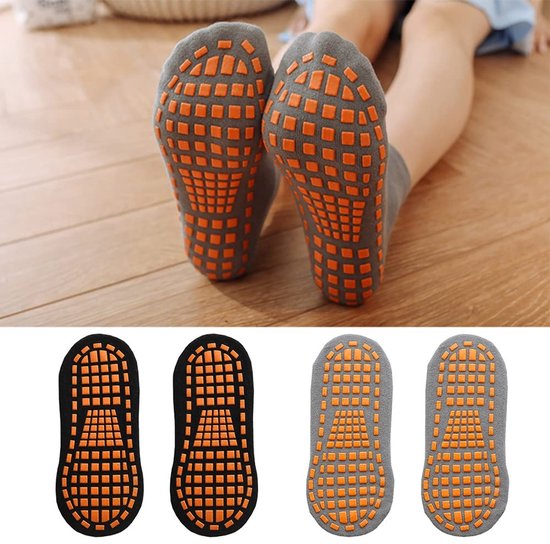 Jhubersproducts - Antislipsokken - Yogasokken voor Yoga en Pilates - Zwart/Grijs - Antislip - Geschikt voor Dames en Heren - 2 Paar van Jhubersproducts — afbeelding 3