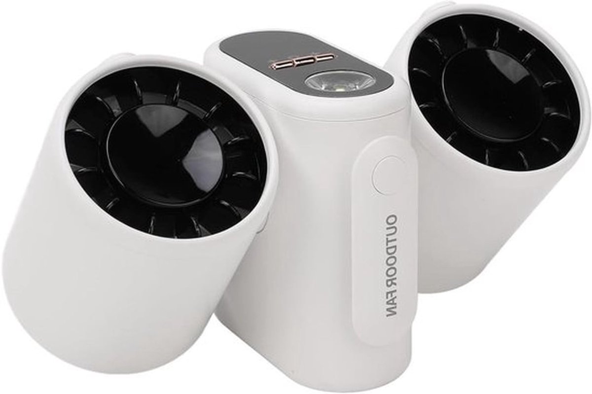 Draagbare heupventilator met 3 snelheden en 8000 mAh oplaadbare batterij, USB-turboventilator met licht voor koeling tijdens wandelen, werk en buitenactiviteiten