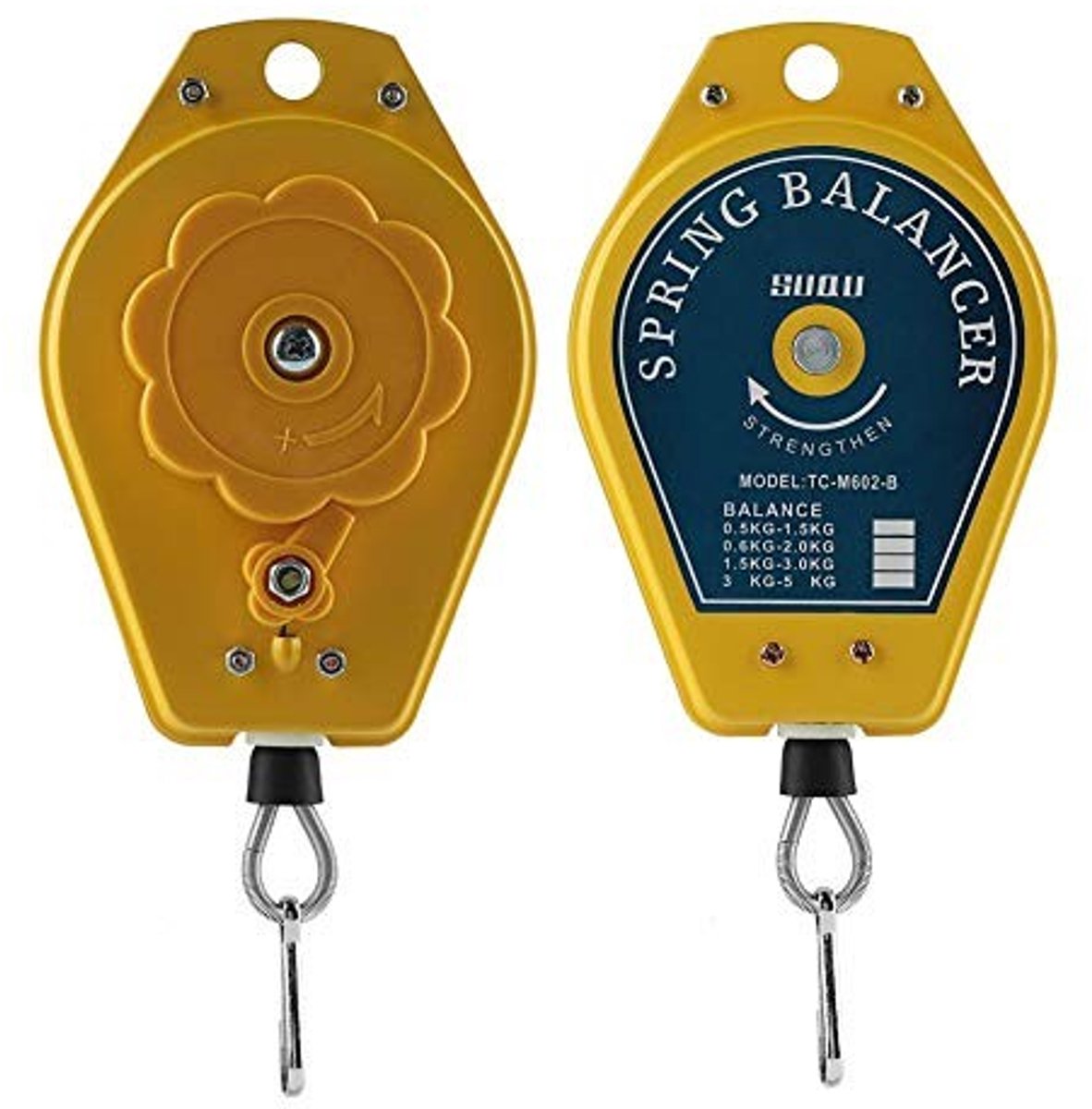 By shayne - Spring kabel - Retractable spring bar holder - 1.5 kg draagkracht - Geel - Balancer tool voor hangend gebruik - Accessoires inbegrepen - .