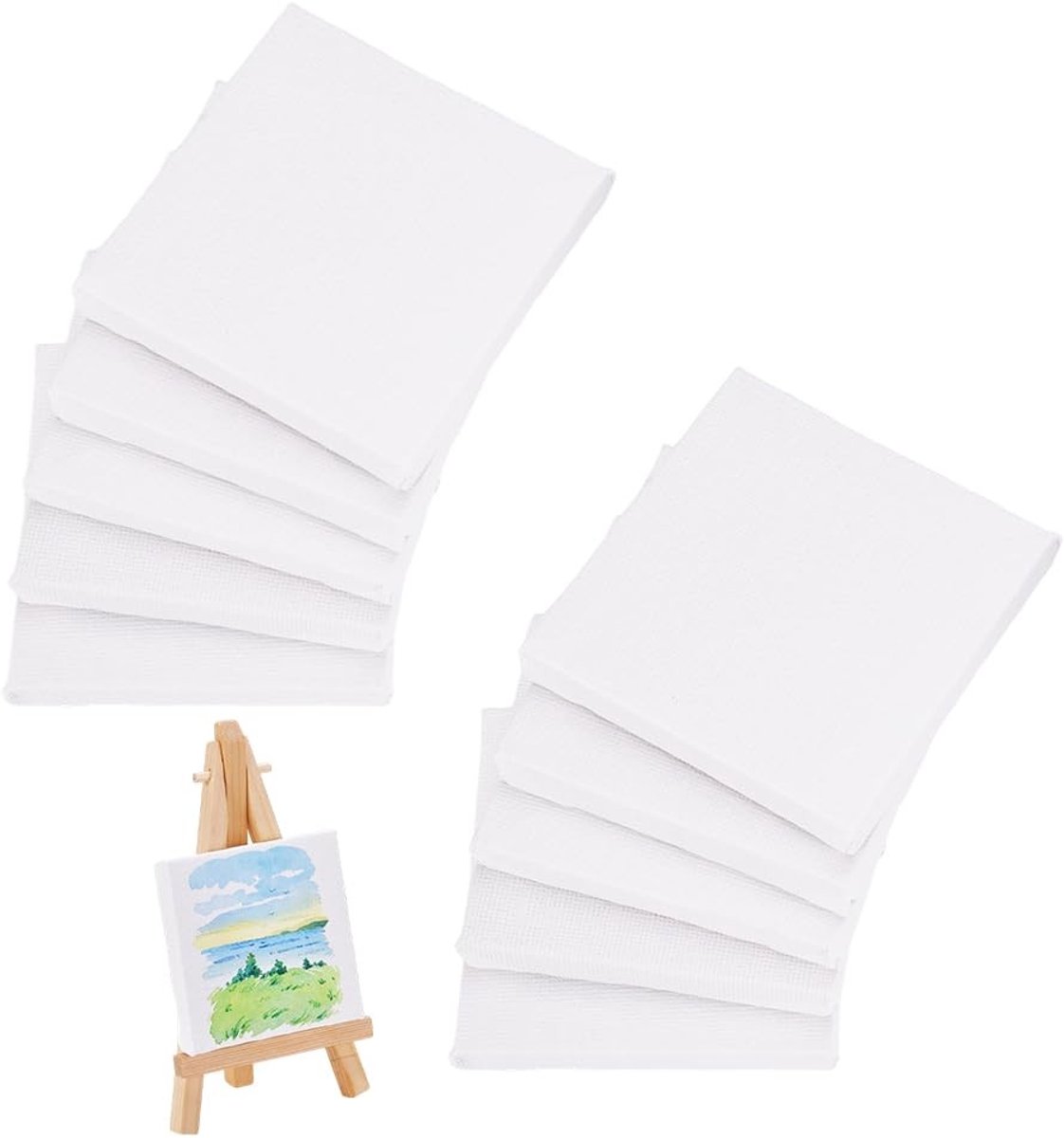 By shayne - Mini-canvaspanelen voor tekenen - 12 stuks - Perfect voor knutselen - Wit - Ideaal voor kunstenaars en decoratie - Compact formaat