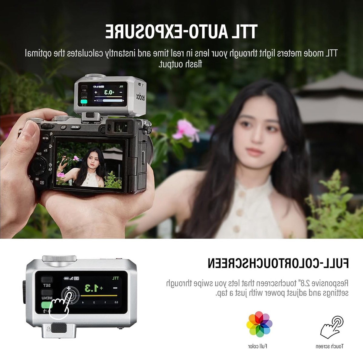 Camera Flash met TTL Automatische Belichting, 2.4GHz Systeem, 1/8000s Hoge Snelheidssynchronisatie, Geschikt voor Sony Camera's en Compacte Fotografie