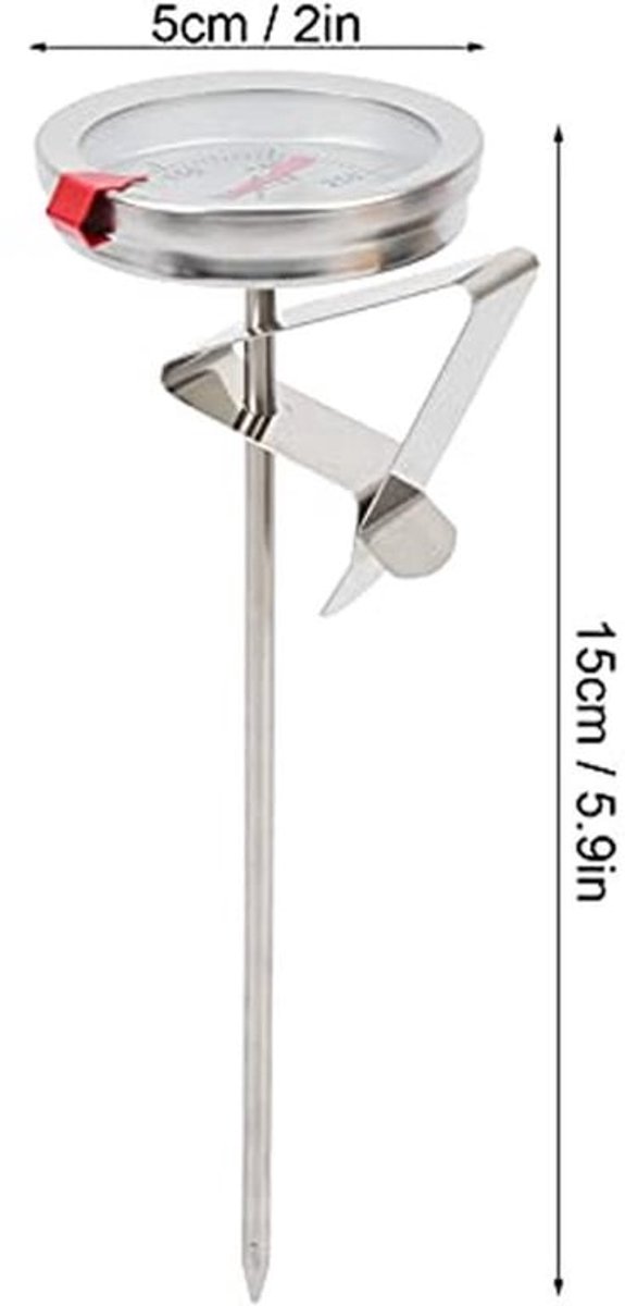 Diepvriesthermometer 15cm - Met 5cm Schaal en RVS Behuizing - Nauwkeurig voor Oliepan