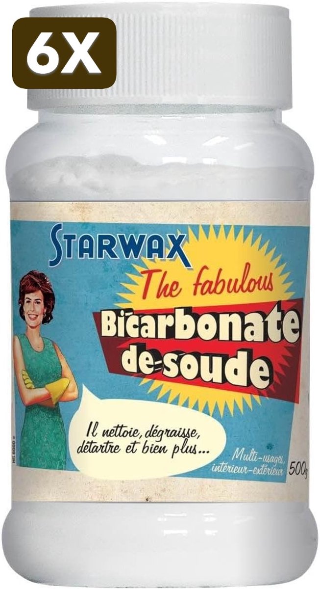 6 x STARWAX The Fabulus – Household Baking Soda – 500 g – Multi-Use – Cleans, Degreases, Deodorises, Makes the Whole House Shine – 100% Natural Origin – Ecocert – Made in France