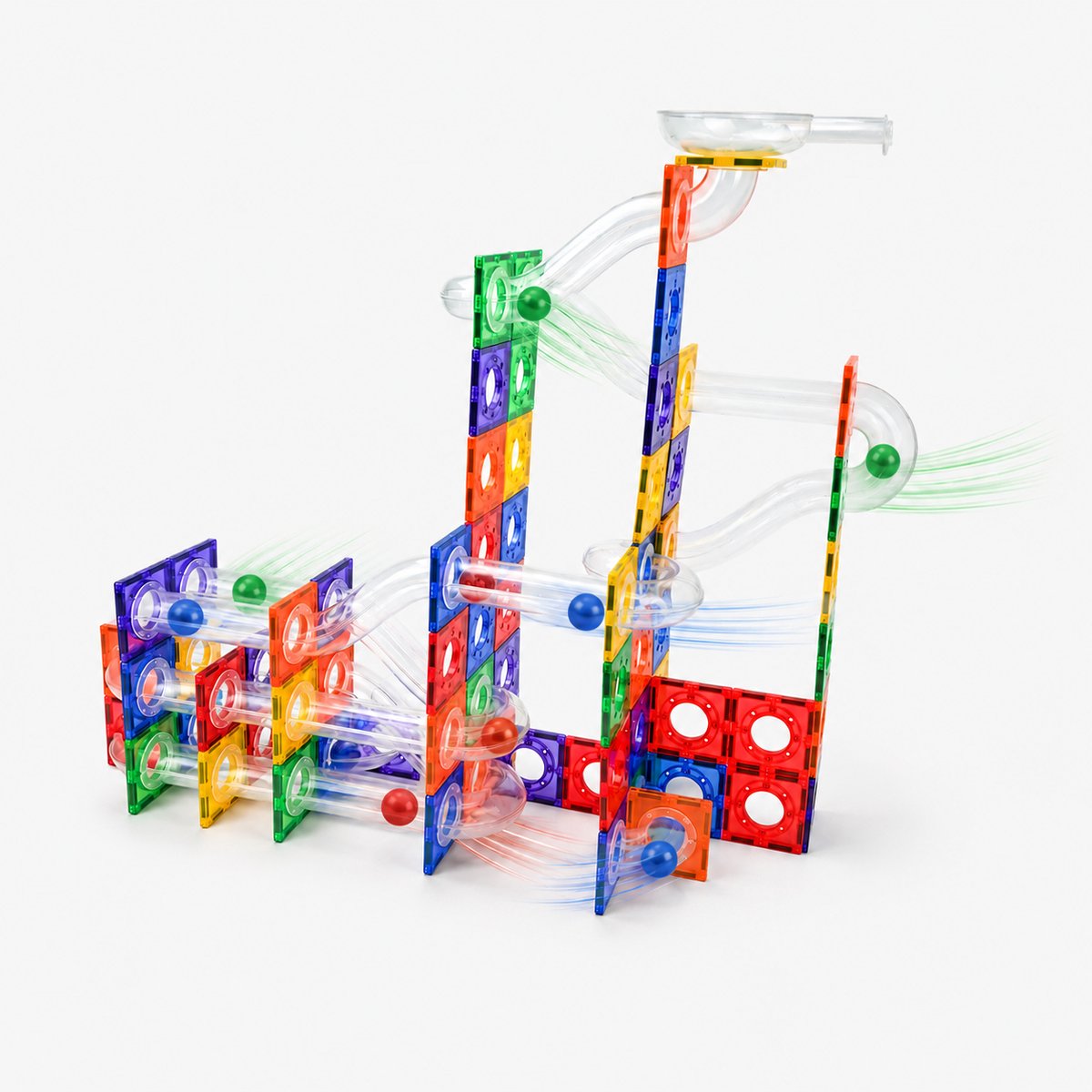 Magna Minds - Magnetic Tiles - Knikkerbaan - 150 stuks - Magnetisch Speelgoed - Constructie speelgoed - Magnetische tegels - Montessori speelgoed - Magnetic toys - Magnetische bouwstenen - Speelgoed Kinderen — afbeelding 6
