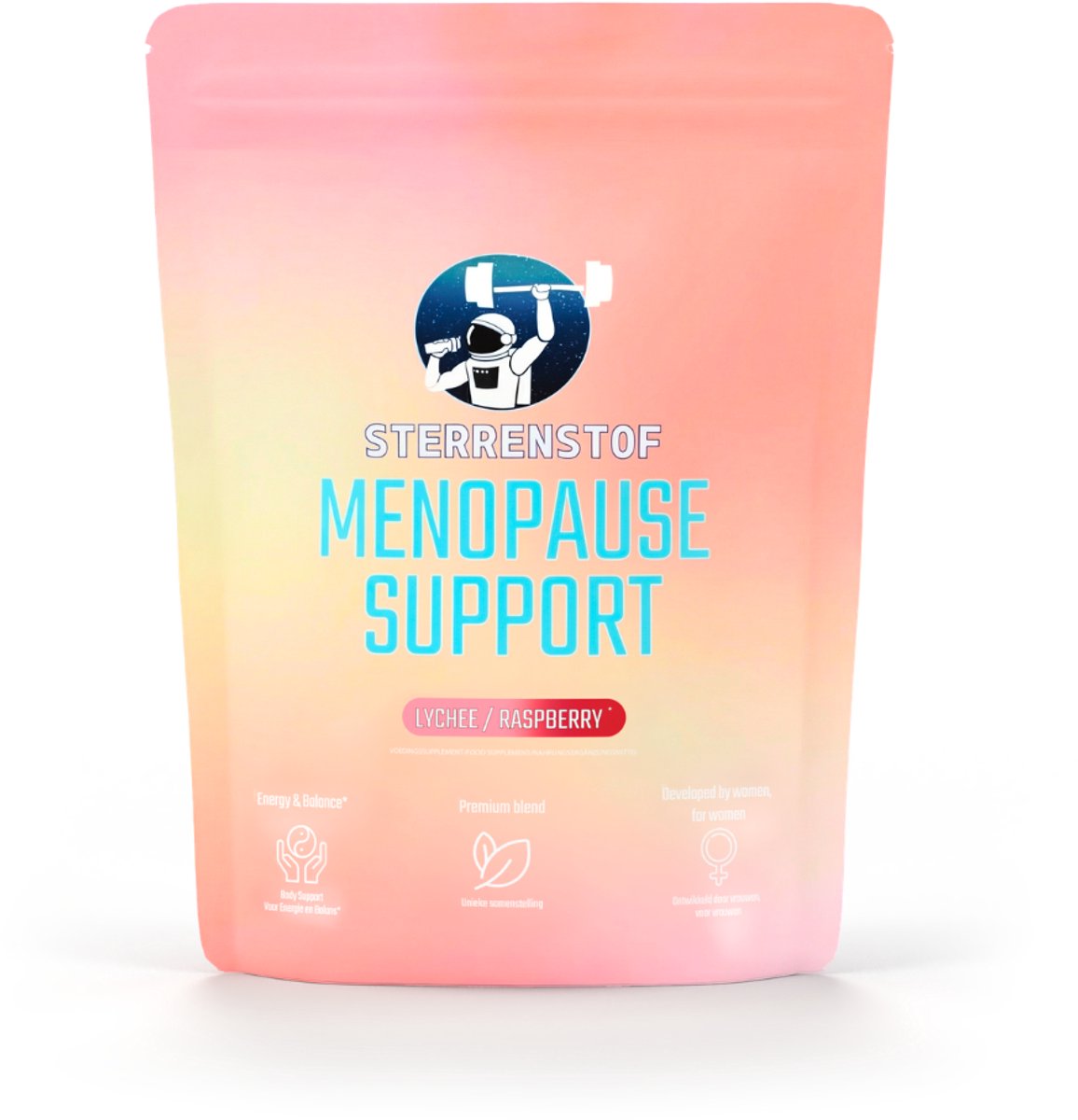 Sterrenstof Menopause Support – Supplement voor Vrouwen | 9 Kruidenextracten + Vitamines & Mineralen | Lychee/Framboos | 31 Doseringen
